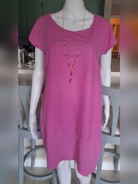Beautiful Saga Women's 100% Cotton Made in Italy Dress Pink - NWOT